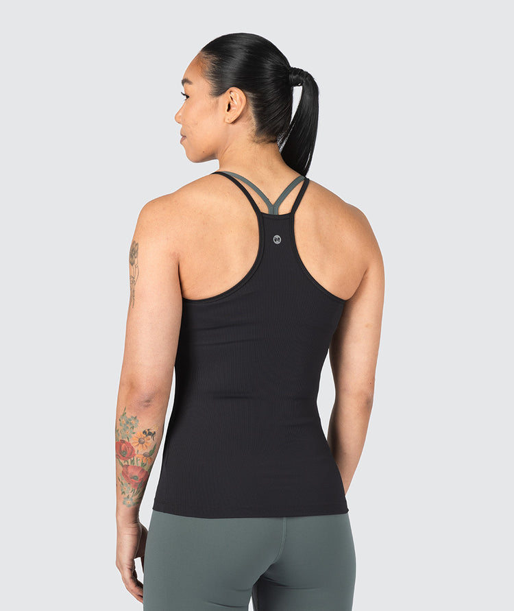 Strappy Ribbed Top for Crossfit#color_black