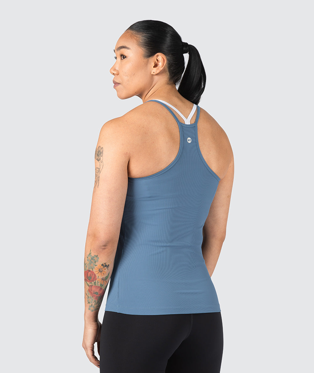 Strappy Ribbed Top for Crossfit#color_moonlight-blue