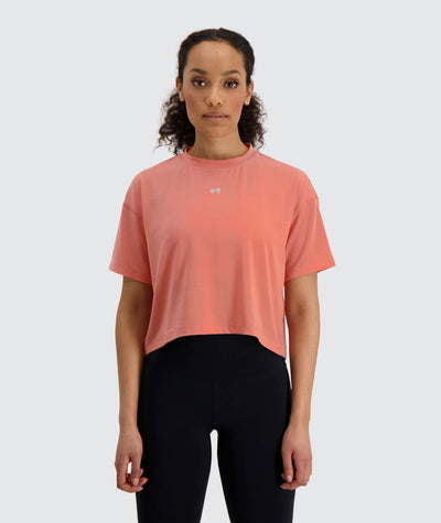 oversized cropped t shirt#coral