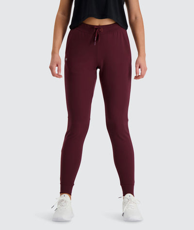 womens training joggers#wine_red